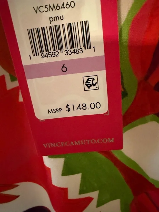 Vince Camuto Pink and Turquoise Floral Print Sleeveless Mini Dress - Picture 5 of 6